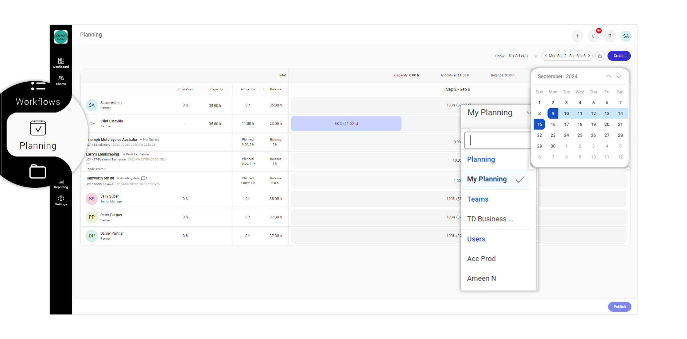 Capacity planning module